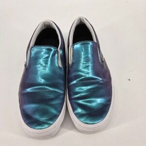 Vans Classic Slip-On Iridescent Metallic Blue Purple Sneakers Mens 8.5 Womens 10